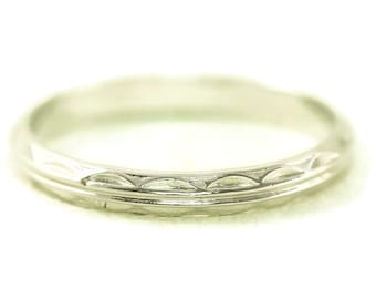 Platinum Antique Art Deco Double Line Styled Wedding Band/Ring