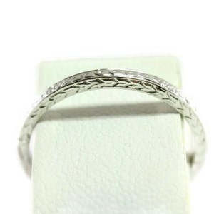 Antique Art Deco Wheat & Floral Styled Platinum Wedding Band