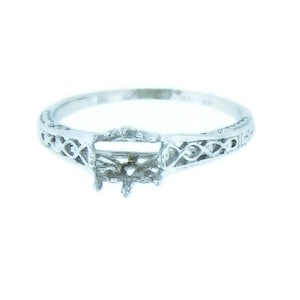 Art Deco and Filigree Semi Mount Engagement Ring Fits Approximately .50 - .75 Carat Center Stone - Size 6.5 - BEAUTIFUL Ring - GREAT BUY!!!