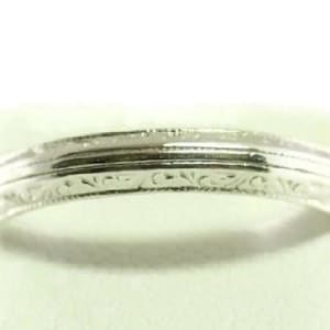 Art Deco Antique Double Line Styled 14 Kt White Gold Wedding Band/Ring