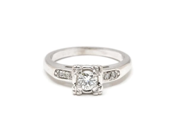 Estate Vintage Thin Engagement Ring Floating Diam… - image 2