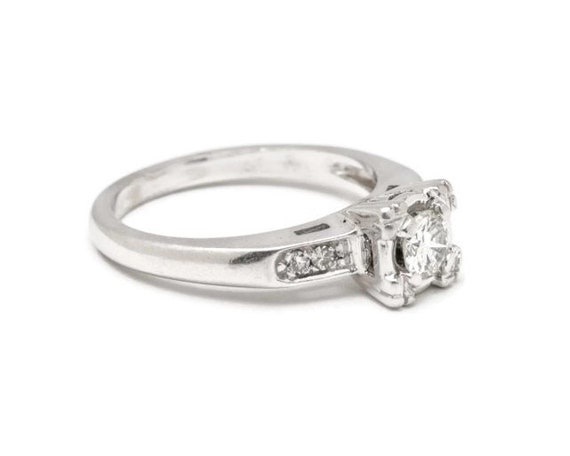 Estate Vintage Thin Engagement Ring Floating Diam… - image 3