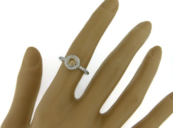 Estate Halo Engagement Ring Fancy Yellow Center D… - image 9