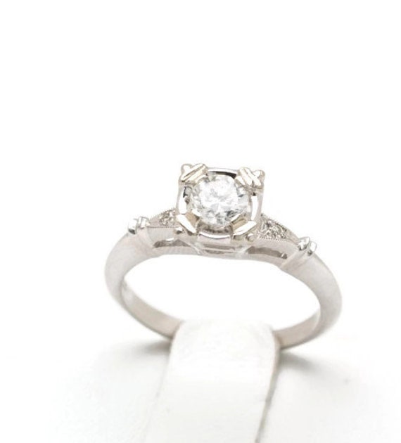 Estate Vintage Engagement Ring Floating Diamond C… - image 6