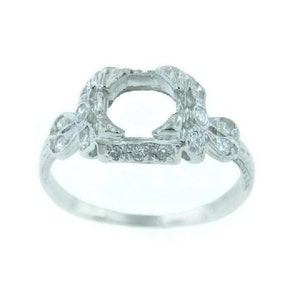 Platinum and Diamond 6.5 mm Semi Mount Engagement Ring Fits Approximately 1 Carat Center Stones Features 16 Side Diamonds US Size 6.25