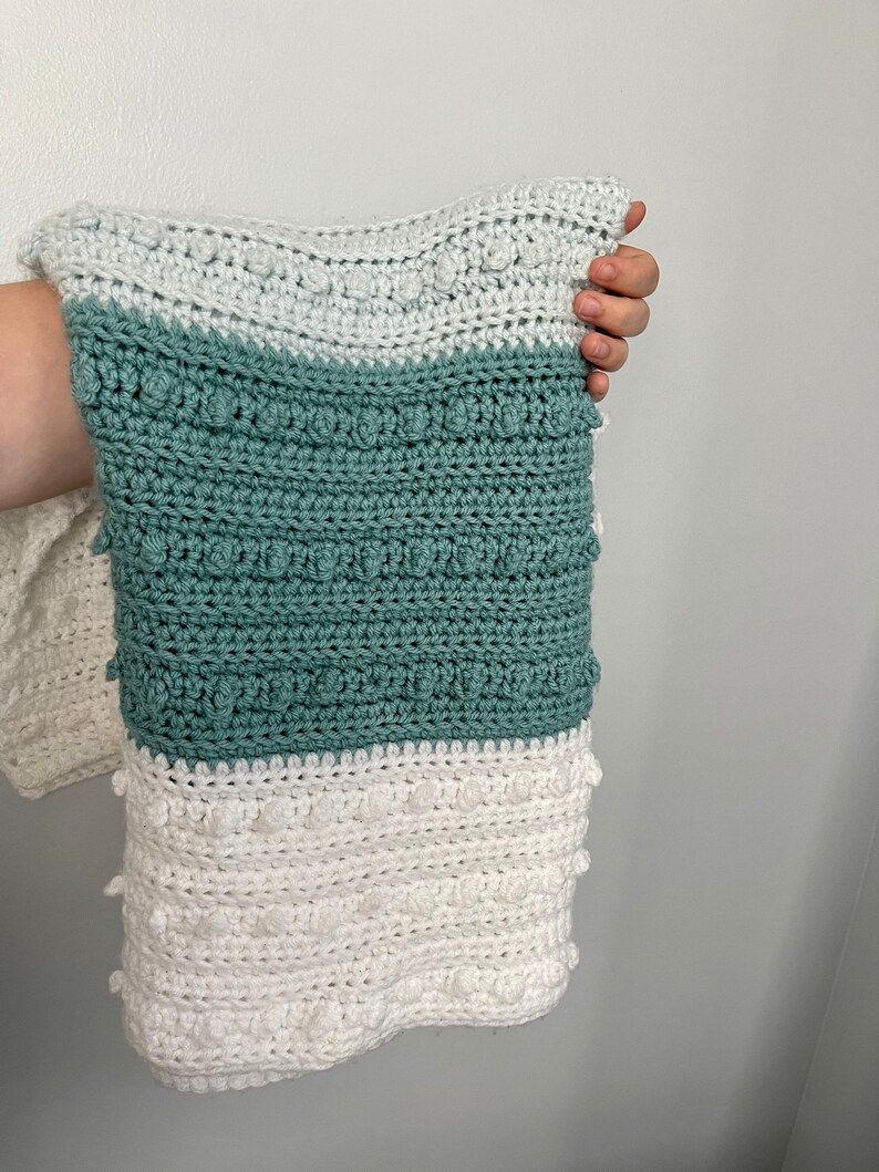 Blue and White Crochet Baby Blanket Textured Blanket Crochet Etsy