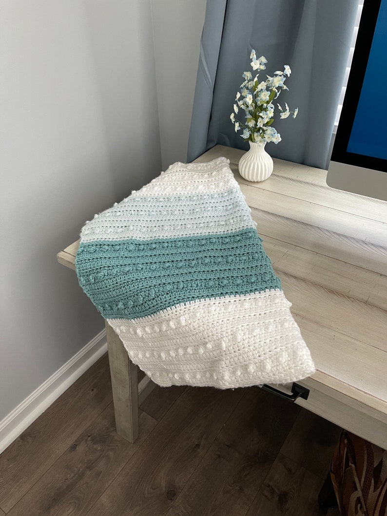 Blue and White Crochet Baby Blanket Textured Blanket Crochet Etsy