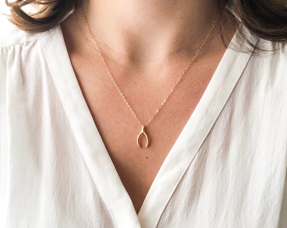 Etsy wishbone hotsell necklace