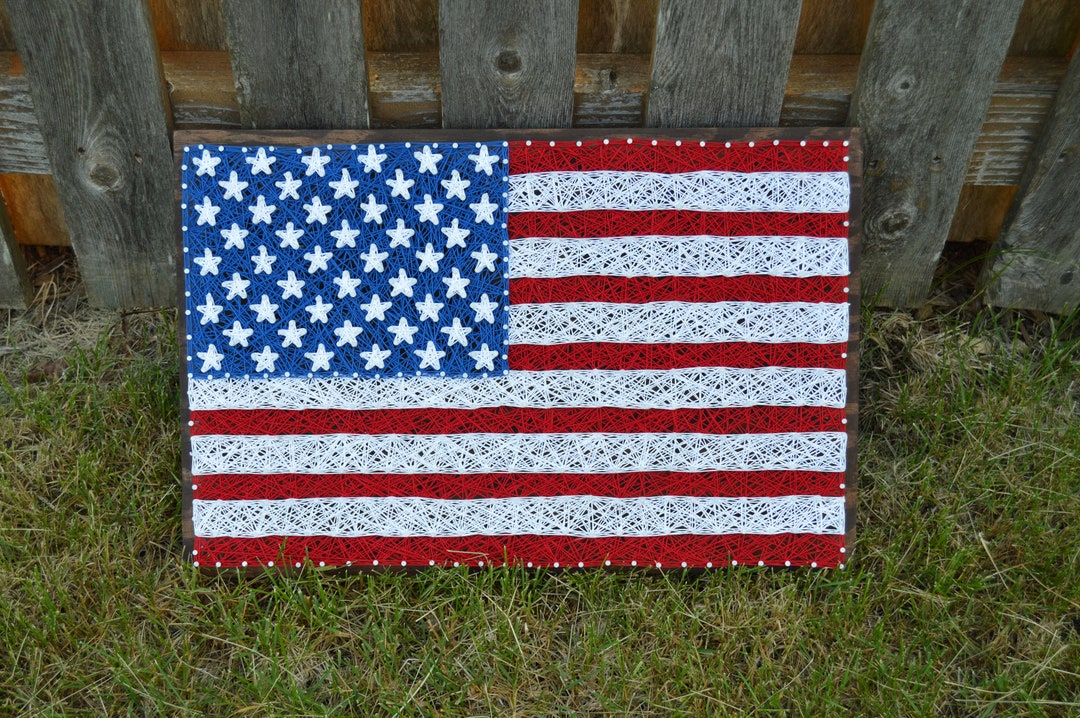 American Flag String Art W/ Free Sticker - Etsy