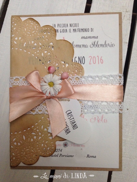 10 Partecipazioni Country Chic Modello Desdemona Fiori Etsy