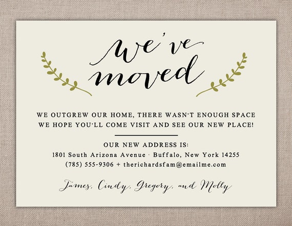 weve moved printable card simple address change etsy address change announcement cards