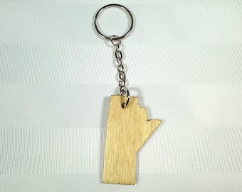 Manitoba Key Chain - Laser Cut Wood - Province of Manitoba Keychain