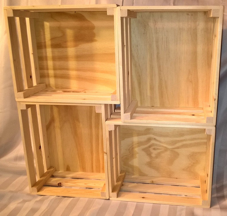 Wooden Storage Crate Unfinished Wood Box Stackable Display Etsy
