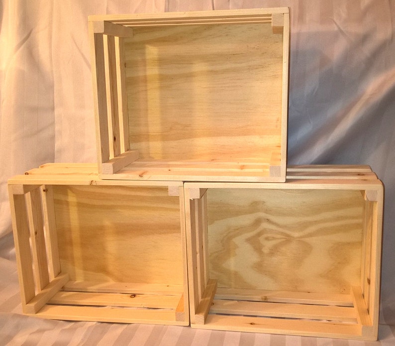 Wooden Storage Crate Unfinished Wood Box Stackable Display Etsy