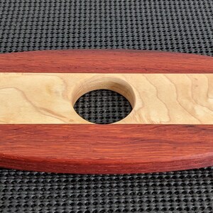 Hardwood Wine Butler Wood Wine Caddy Holds Two Wine Glasses on Wine Bottle Padauk/Maple