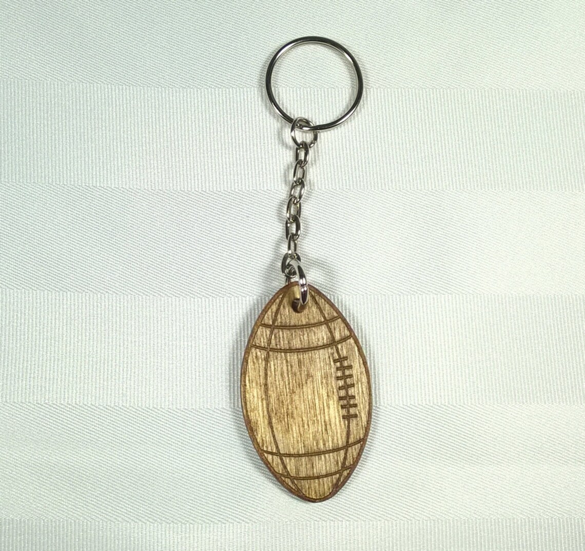 Football Key Chain Football Key Chain - Laser Cut Wood - Football Shaped Keychain - Etsy