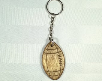 Football Key Chain - Laser Cut Wood - Football Shaped Keychain