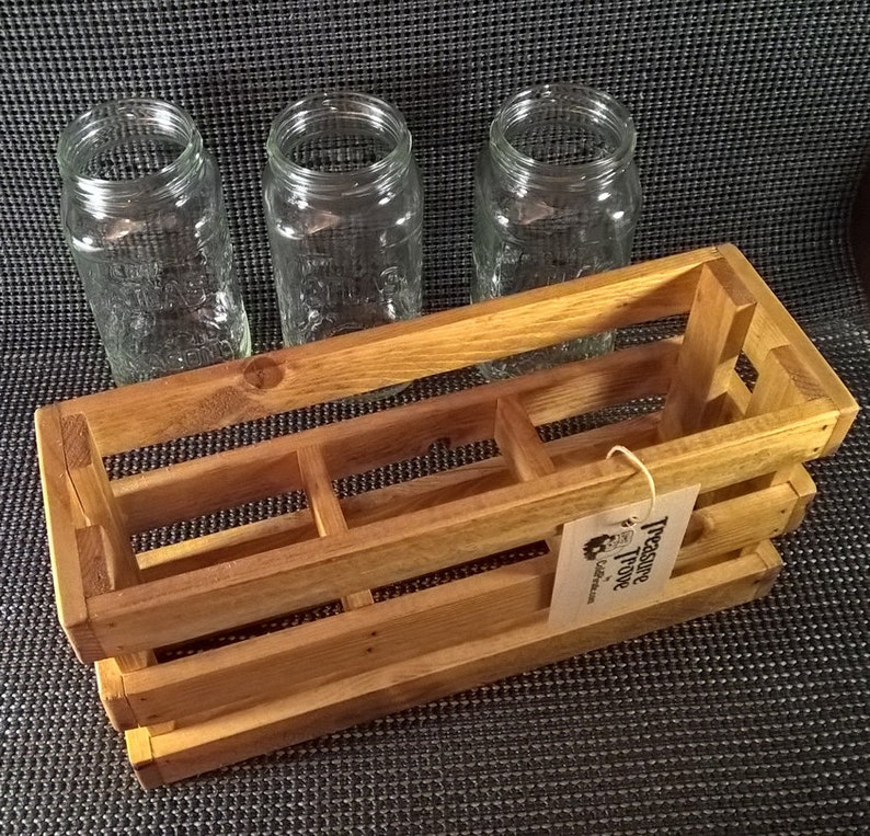 Mason Jar Wood Crate Box Organizer Etsy