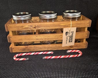Mason Jar Wood Crate Box Organizer