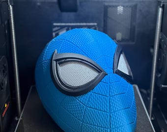 Miles Morales Inspired Cosplay Helmet – Blue PLA 3D Printed Mask