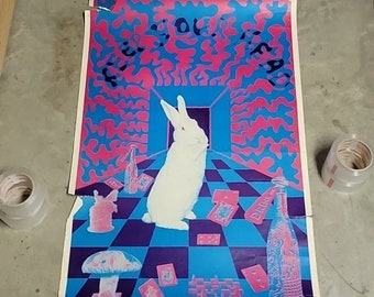 Genuine Vintage Psychedelic Poster - White Rabbit, "Keep Your Head" - Joe McHugh