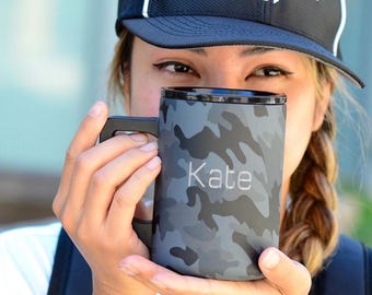 Personalized Mugs with Handle 16oz Stainless Steel | Laser Engrave Custom Name & Logo  | Triple-Walled Copper Insulated Camping Cup