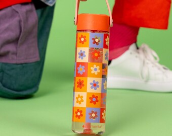 Fun and Trendy Pattern Water Bottles | BPA-Free Tritan Sippy Cup | Reusable Leakproof Bottle with Strap | Ideal for Sports or School