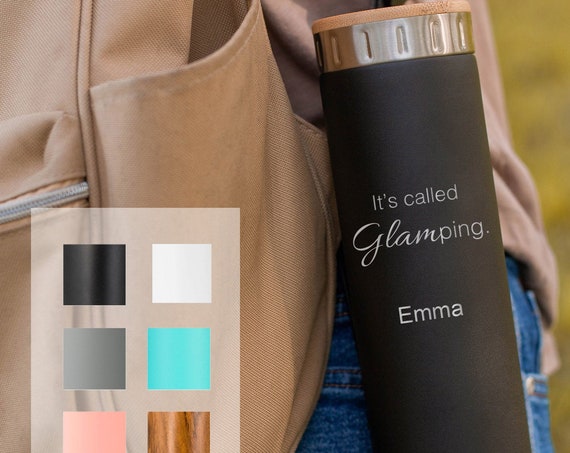 Glamping Personalized Gift Stainless Steel Water Bottle 20oz | Elemental Iconic Insulated Bottes | Best Gift for Birthdays and Holidays