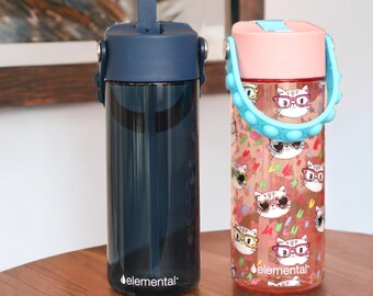 Sensory Water Bottle for Autism & ADHD Kids with Fidget Pop Handle | Leak Proof, BPA-Free and Easy Open Sipper Lid