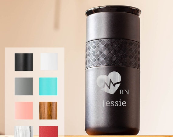 Gift for Nurse Personalized Insulated Stainless Steel Coffee Tumbler 16oz with CERAMIC Lid - 6hrs hot | 18 hrs cold | Birthdays, Doctor Gift