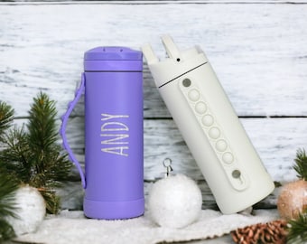 Kids Bottle Fun Iconic Pop Bottle Laser Engraving Personalized Name or Logo - Stainless Steel 14oz Water Bottle for Kids with Poppin' Straps