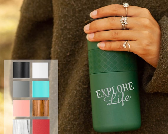 Personalized Insulated Tumbler, Stainless Steel Coffee Tumbler 16oz with CERAMIC Lid - 6hrs hot|18 hrs cold| Glamping, Best Gift for Campers