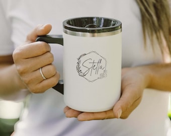 Custom Engraved 16oz Camp Mug | Personalized Business Office Logo | Gift for Boss | Gift Mug for Employees | Professional Triple-Walled Mug