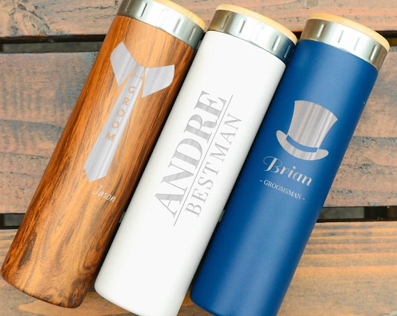 Customized Engraved Bottles, Stainless Steel 20oz | Wedding Gifts for Groomsmen | Elemental Iconic Insulated Bottes | Wedding Planning