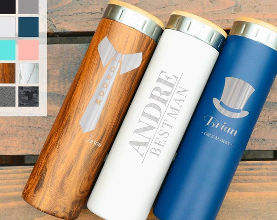 Personalized Wedding Gift For Groomsmen Stainless Steel Water Bottle 20oz | Elemental Iconic Insulated Bottes | Best Gift for Groomsmen