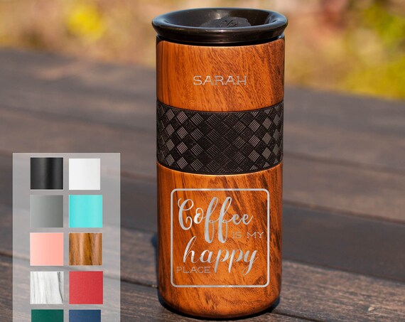 Personalized Coffee Tumbler Gift Insulated Stainless Steel Tumbler 16oz with CERAMIC Lid - 6hrs hot |18 hrs cold| Best Gift for Coffee Fans