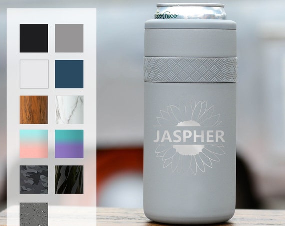 Personalized Can Cooler | Custom Birthday Gift | Engraved 12oz Elemental Slim Can Cooler | Insulated Beverage Holder, Seltzer Can Cooler
