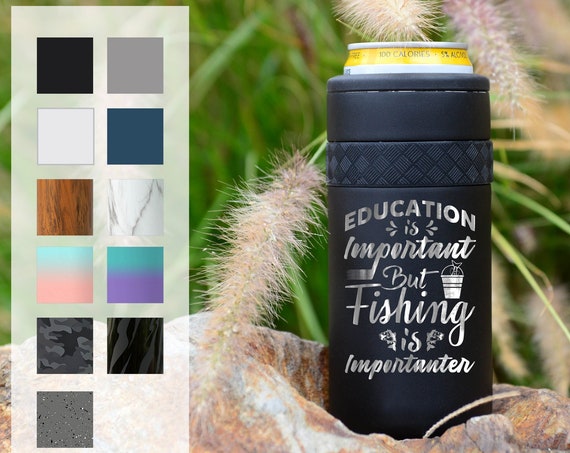 Personalized Can Cozie | Sports Theme Birthday Gift Engraved 12oz Elemental Slim Can Cooler | Seltzer Can Cooler, Insulated Beverage Holder,