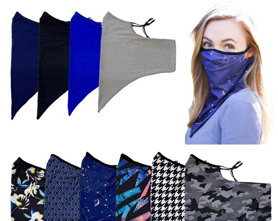 Adjustable Ear Loops Neck Gaiter Mask With 3 Layers of Fabric and Filter Pocket, Nose Contour, Cooling Moisture Wicking, Adult Unisex