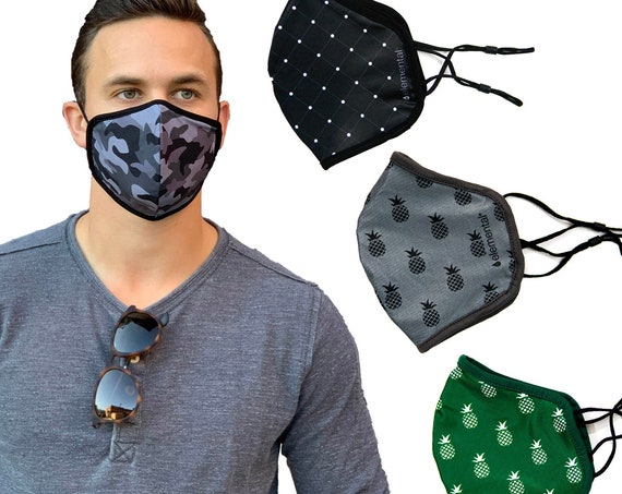 4-Pack Patterned Cooling Face Masks, Fashion Face Masks, Adjustable Ear Loops. Moisture Wicking Masks with Built-in Filter Pocket
