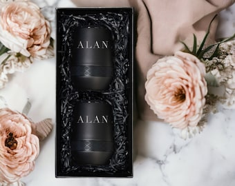 Stemless Wine Tumbler Set of 2 with Gift Box | Laser Engraved Double Walled Insulated Mugs | Best Gift for all Occasion