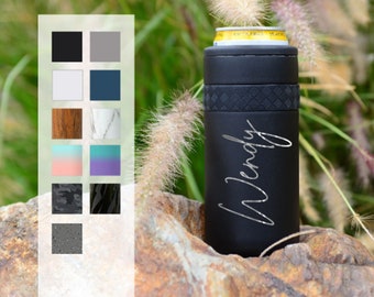 Customized Can Cooler | Custom Birthday Gift | Engraved 12oz Elemental Slim Can Cooler | Insulated Beverage Holder, Seltzer Can Cooler