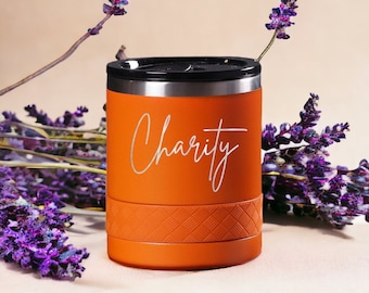 Personalized 10oz Rocks Tumbler | Customized Stainless Steel Lowball Mug | Laser Engraved Name & Logo Rocks Tumbler | Birthday Gift