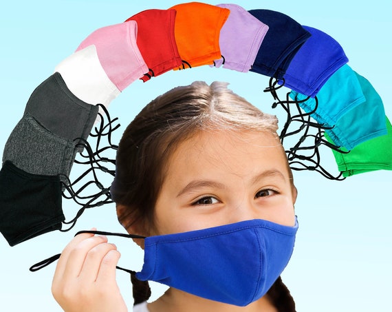 5 Pack children Washable Face Mask Sets, Adjustable Face Mask, with Filter Pocket, 3D face mask, 2 Layers