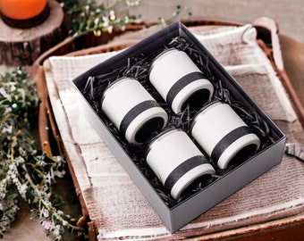 Personalized 12oz Rocks Lowball Tumbler | Gift Box Set of 4 Monogram Print | Customized Name Initials in the same Color Set