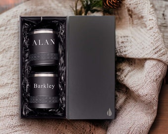 Gift Set for Christmas Set of 2 Personalized 12oz Rocks Lowball Tumbler Monogram Print | Customized Name Initials in the same Color Set