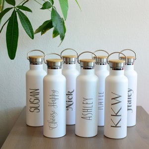 Personalized Stainless Steel Water Bottle - Laser Engraved 25oz Double Walled Vacuum Insulated Bottle