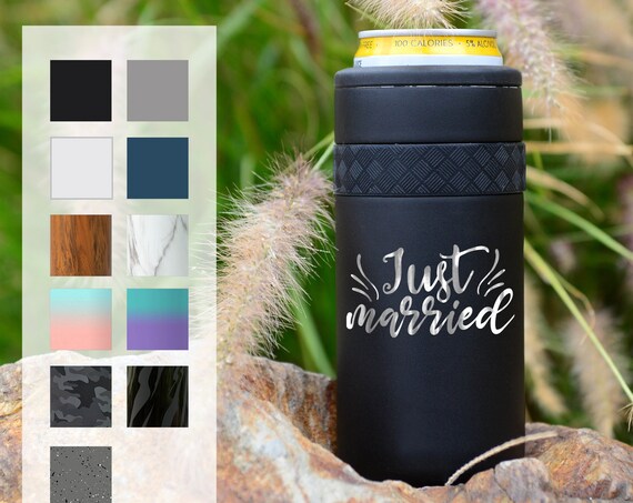 Personalized Can Cozie | Custom Bridal Gift | Engraved 12oz Elemental Slim Can Cooler | Insulated Beverage Holder, Seltzer Can Cooler
