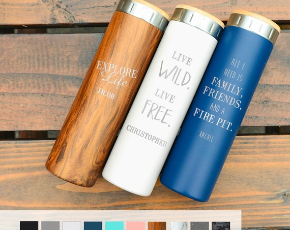 Personalized Camping Gift Stainless Steel Water Bottle 20oz | Elemental Iconic Insulated Bottes | Best Gift for Birthdays and Holidays