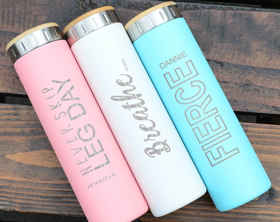 Fitness Personalized Stainless Steel Water Bottle 20oz | Elemental Iconic Insulated Bottes | Best Gift for Active, Fitness Lovers Birthday